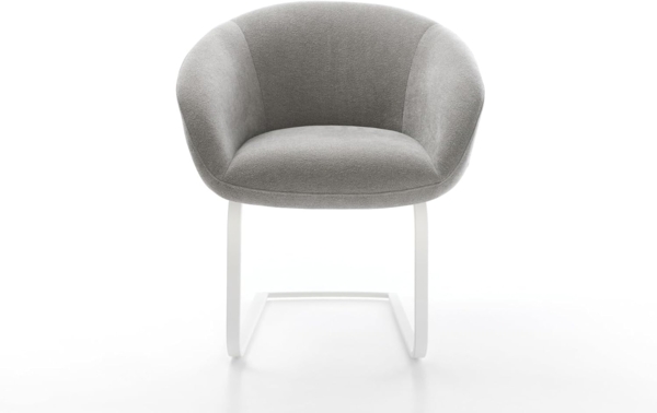 Freischwinger Vinka-Flex mit Armlehnen Strukturstoff Soft Grau Freischwinger flach Weiß Taschenfederkern Bild 4