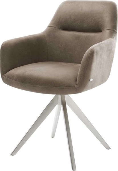 Drehstuhl Pejo-Flex Kreuzgestell kantig Edelstahl Vintage Taupe
