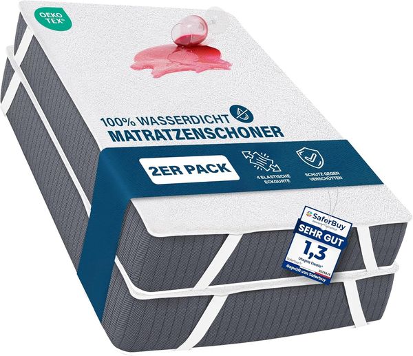Utopia Bedding Matratzenschoner 160x200 cm (2er Pack) Wasserdicht, Mit Elastisch Eckbändern, Oeko-TEX Zertifiziert Matratzenauflage Atmungsaktive, Matratzenschutz Weiß