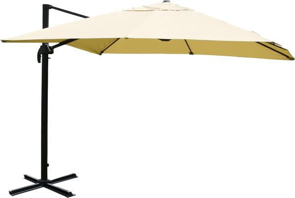 Gastronomie-Ampelschirm HWC-A96, 3x4m (Ø5m) Polyester Alu/Stahl 26kg ~ creme ohne Ständer