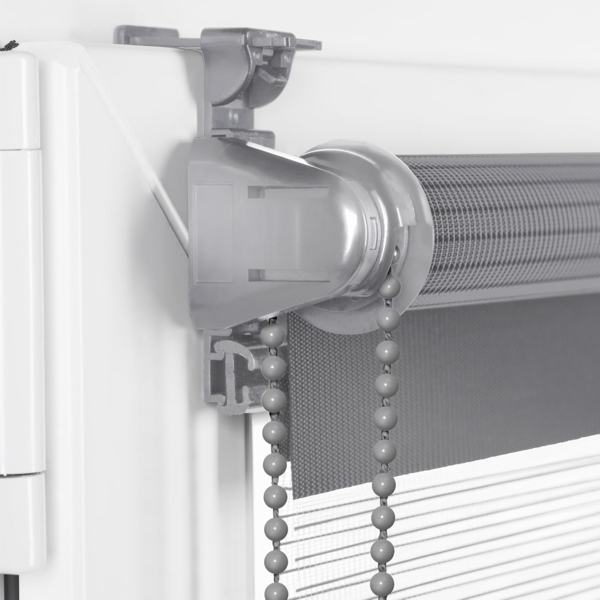 Doppelrollo Klemmfix ohne Bohren 55x100 cm Grau Duo Rollo Klemmrollo Sonnenschutzrollo Fensterrollo für Fenster & Türen Zebrarollo Seitenzugrollo Bild 3