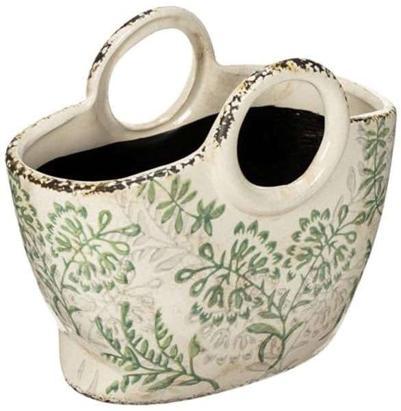 Viana Übertopf Keramik Pflanzgefäß mit floralen Motiven für Wohnbereich und