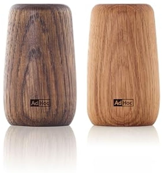 Yoko Pfeffer- & Salzstreuer Set – Naturholz Eiche geölt, für Salz, Pfeffer & Gew...