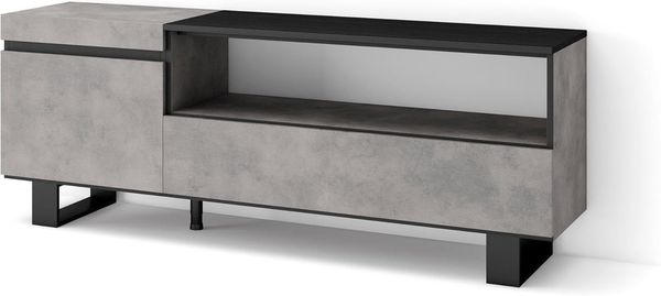 Skraut Home | TV-Schrank, Lowboard | für Wohnzimmer und Esszimmer | 150 x 57 x 35 cm | Für TV-Geräte bis zu 65" | Industriedesign | Moderner Stil | Zement