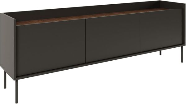 Selsey TV Lowboard 175 cm Modernes Lowboard Fernseher Kommode in Schwarz Laminat, Metallbeine, Matte Oberfläche TV Unterschrank für Wohnzimmer Elegantes TV-Lowboard Design