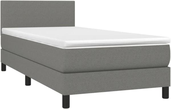 vidaXL Boxspringbett mit Matratze & LED Dunkelgrau 90x200 cm Stoff 3132966