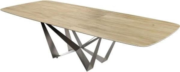 Esstisch Edge Boot 240-300x120 cm Keramik Laminam® Sabbia Eichefarbig Spider Flachstahl Edelstahl ausziehbar