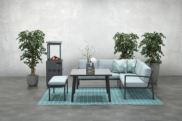 Garden Impressions Dining-Ecklounge "Petone" inkl. Ecksofa, Bank und Tisch, grau / mint