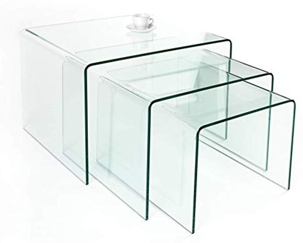 riess-ambiente Couchtisch FANTOME 60cm transparent (Set, 3-St), Wohnzimmer · Glas · eckig · Modern Design