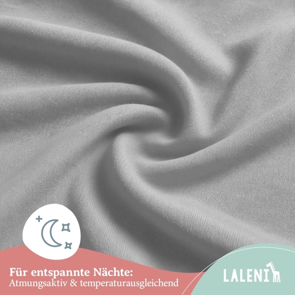 Laleni Jersey Spannbettlaken Babybett Kinderbett 60x120 cm - Oeko-Tex Zertifiziert, 100% Baumwolle, atmungsaktives Spannbetttuch Baby, 135 g/m², Moonlight Grey - grau Bild 5