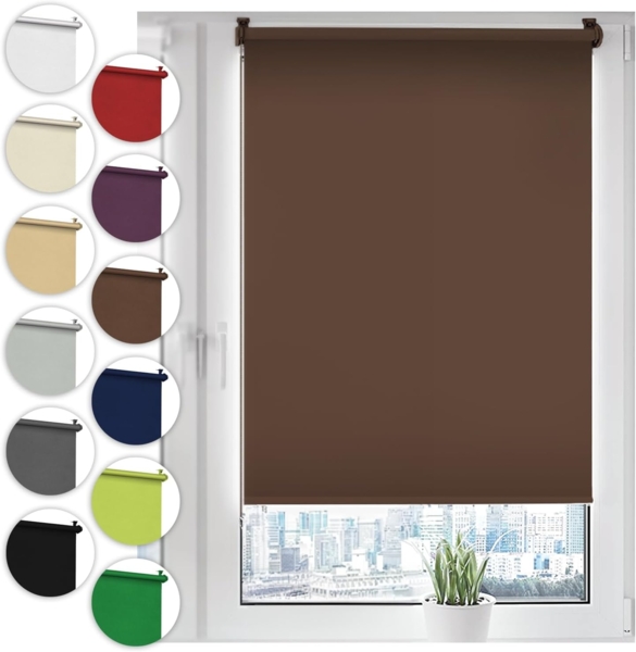 Verdunkelungsrollo Klemmfix ohne Bohren 60x130 cm Braun Verdunklungsrollo Fensterrollo Rollo Seitenzugrollo Klemmrollo für Fenster & Tür