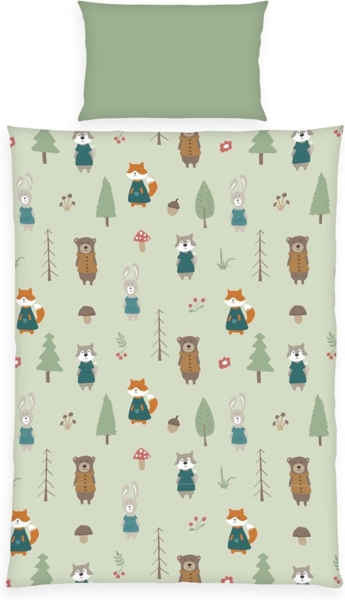 Baby Best Wendebettwäsche babybest Waldtiere, Flanell, 2 teilig, besonders kuschelig