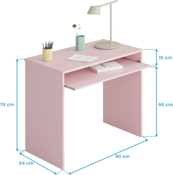 Habitdesign, Computertisch mit abnehmbarem Tablett, Jugendschreibtisch, Rosa, Maße: 90 x 79 x 54 cm (B x H x T), Modell I-Joy Bild 3