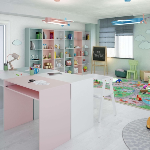 Habitdesign, Computertisch mit abnehmbarem Tablett, Jugendschreibtisch, Rosa, Maße: 90 x 79 x 54 cm (B x H x T), Modell I-Joy Bild 8