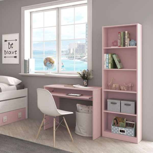 Habitdesign, Computertisch mit abnehmbarem Tablett, Jugendschreibtisch, Rosa, Maße: 90 x 79 x 54 cm (B x H x T), Modell I-Joy Bild 7