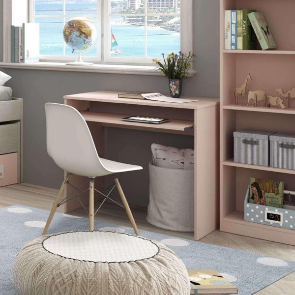 Habitdesign, Computertisch mit abnehmbarem Tablett, Jugendschreibtisch, Rosa, Maße: 90 x 79 x 54 cm (B x H x T), Modell I-Joy Bild 6