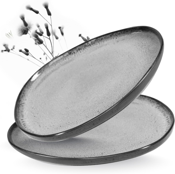 Moritz & Moritz Servierplatte ORGANIC Servierplatte 2er - Grau, (Set, 2-tlg, Set), Spülmaschinengeeignet