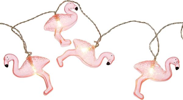 Konstsmide 3132-343 Motiv-Lichterkette Flamingo Interior Batteriebetrieben Anzahl der Glühbirnen 10 LED (RGB) Warmweiß Beleuchtet Länge: 1 8 m Timer