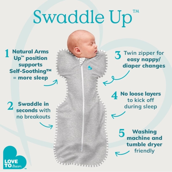 Love to Dream Swaddle UP, Baby-Schlafsack, selbstberuhigende Pucktücher für Neugeborene, länger schlafen, eng anliegende Passform hilft, Schreckreflex zu beruhigen, Neugeborene Essentials für Babys, 1 Bild 6
