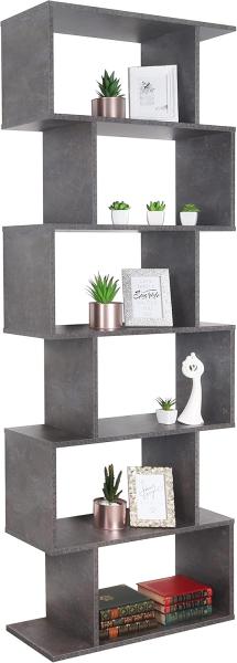 Standregal 192 x 70 x 25 cm Betonoptik Grau – Bücherregal Raumteiler Wohnzimmer RICOO WM070-BG