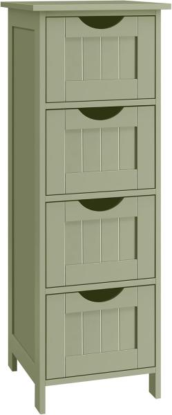 Vasagle Badezimmerschrank mit 4 Schubladen, MDF lorbeergrün, 30 x 30 x 82 cm