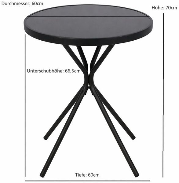 DEGAMO Gartentisch MILANO, 60cm rund, Metall anthrazit, Glasplatte schwarz Bild 3