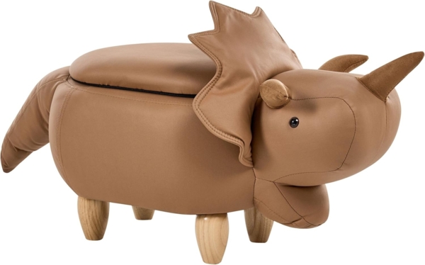 Tierhocker mit Stauraum TRICERATOPS Stoff Braun Dinosaurier