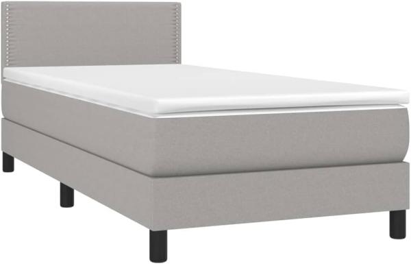 vidaXL Boxspringbett mit Matratze Hellgrau 100x200 cm Stoff 3139953