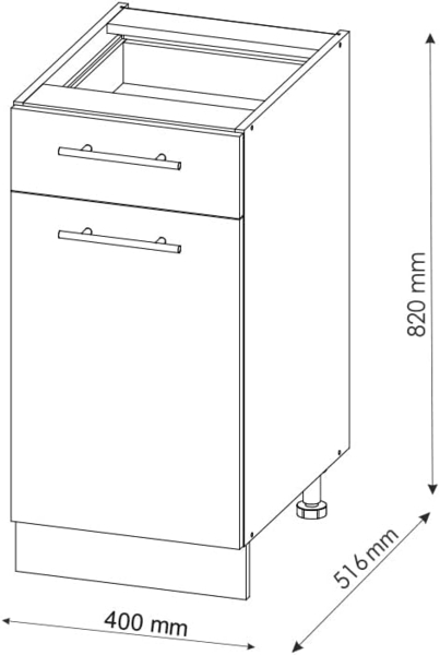 Küchenunterschrank Fame-Line Bordeaux Hochglanz 40 cm ohne Arbeitsplatte Vicco Bild 2