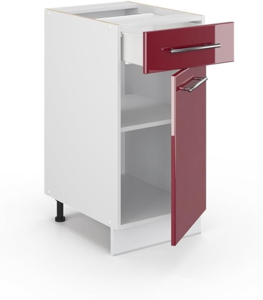 Küchenunterschrank Fame-Line Bordeaux Hochglanz 40 cm ohne Arbeitsplatte Vicco Bild 5