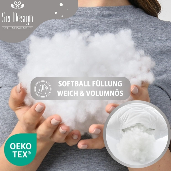 SEI Design Microfaserkissen Kopfkissen Kissen Zierkissen Sofakissen Nackenstützkissen 50x70, Füllung: 100% Mikrofaser, Seitenschläfer, Rückenschläfer, Bauchschläfer, 2-er SET, Schlafkissen gesteppt mit Reißverschluss Kochfest 95° Bild 5