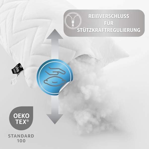SEI Design Microfaserkissen Kopfkissen Kissen Zierkissen Sofakissen Nackenstützkissen 50x70, Füllung: 100% Mikrofaser, Seitenschläfer, Rückenschläfer, Bauchschläfer, 2-er SET, Schlafkissen gesteppt mit Reißverschluss Kochfest 95° Bild 4