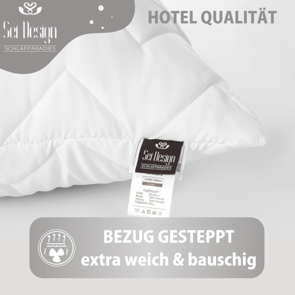 SEI Design Microfaserkissen Kopfkissen Kissen Zierkissen Sofakissen Nackenstützkissen 50x70, Füllung: 100% Mikrofaser, Seitenschläfer, Rückenschläfer, Bauchschläfer, 2-er SET, Schlafkissen gesteppt mit Reißverschluss Kochfest 95° Bild 6