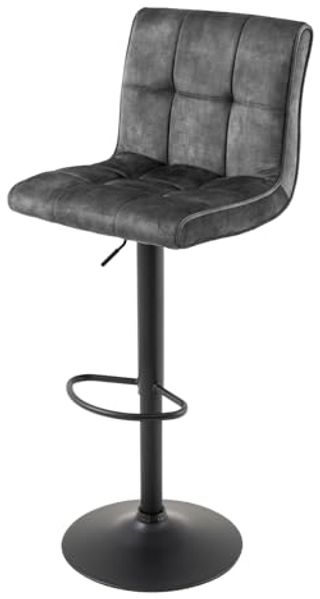 riess-ambiente Barhocker MODENA grau / schwarz - Samt, Metall, drehbar, höhenverstellbar (Einzelartikel, 1 St), gepolsterter Sitzhocker mit Tulpenfuß & Fußablage - ideal für Küche