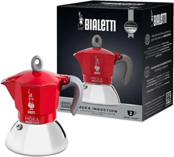 BIALETTI Mokka- Espressokocher New Moka Induktion rot für 2 Tassen 6942