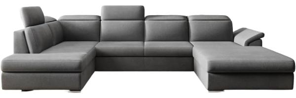 Designer Sofa Emiliano mit Schlaf- und Klappfunktion Samt Grau Rechts