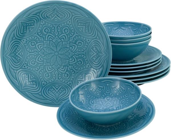 CreaTable 21623 Tafelservice Orient Mandala für 4 Personen, Porzellan (1 Set, 12-teilig)