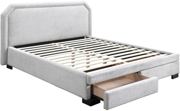 Vente-unique - Bett mit Schubladen 140 x 190 cm - Stoff - Hellgrau - INASTO Bild 5