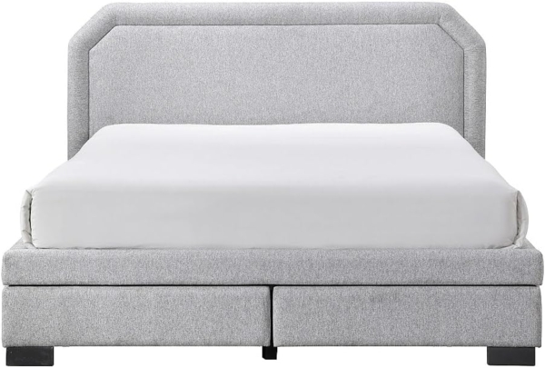 Vente-unique - Bett mit Schubladen 140 x 190 cm - Stoff - Hellgrau - INASTO Bild 4