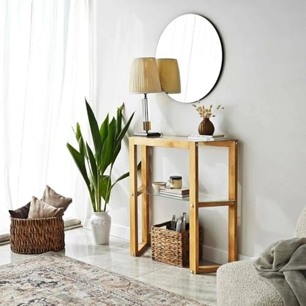 Dmora Konsole Euphoria 85 x 31 x 85h cm Braun, 1 Regal, 2 Fächer