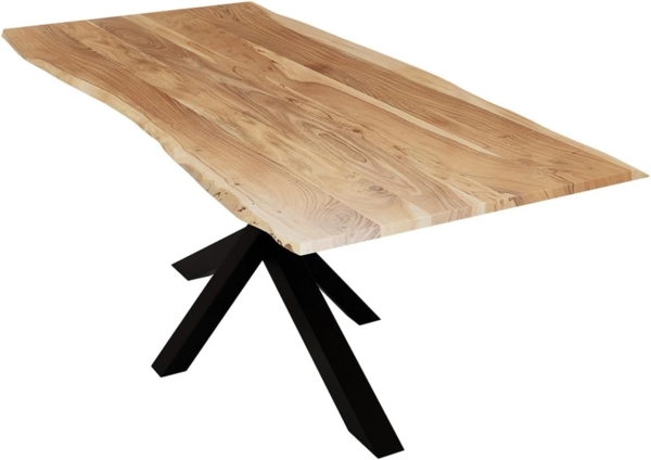 Liadomo Baumkantentisch Sammy, Akazie Massivholz, Platte mit natürlicher Baumkante, Metallgestell