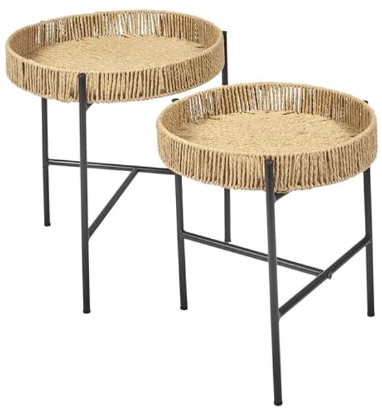 HOME DECO FACTORY Ausziehtisch, 2 Stück, Pampa, Metall, Braun/Schwarz, 41 x 42 x 41
