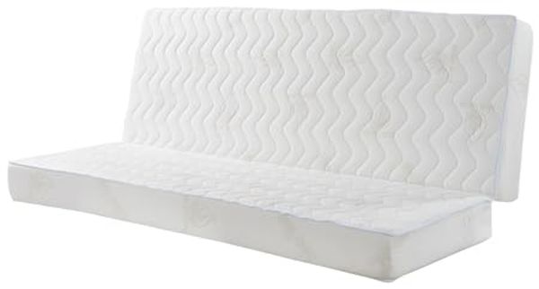 Vente-unique - ALOHA Matratze Stoff Weiß - B 130 cm x H 16 cm x L 190 cm