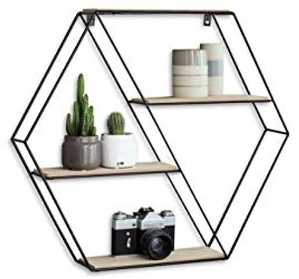 LIFA LIVING Wandregal Marbella Metall Holz Hängeregal 58x11x51 cm