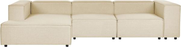 3-Sitzer Ecksofa 'APRIC', Beige, Leinen, ohne Ottomane, Rechts