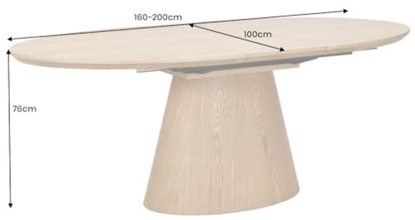 riess-ambiente Esstisch UNIQUE 160-200cm natur - Eichenholz, Säulenfuß, ausziehbar, 8 Personen (Einzelartikel, 1-St), Verlängerbarer Konferenztisch - ideal für Wohn-, Esszimmer und Küche Bild 3