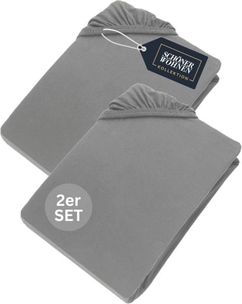 SCHÖNER WOHNEN-Kollektion Spannbettlaken BASIC Spannbettlaken, Mischgewebe, Gummizug: rundum, (2 Stück), 100 x 200 cm - 2er Set in Grau