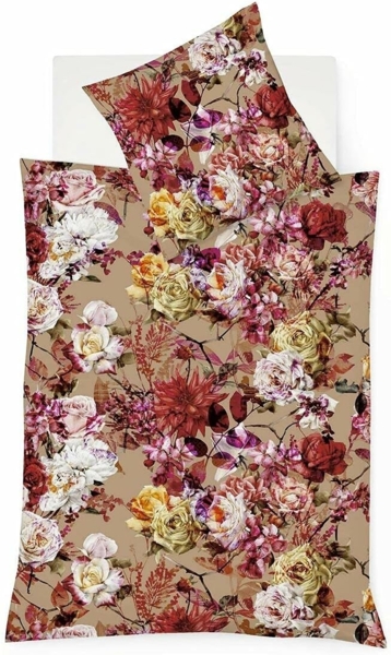 Fleuresse Mako-Satin Bettwäsche 135x200 Rosen Blüten Vintage terracotta 114257-3