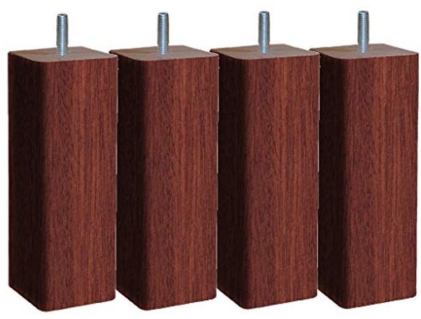 MARGOT – Douceur skandinavischen quadratisch Set 4 Füße für Lattenrost Holz 6 x 6 x 20 cm, Holz, Mahagoni, 6 x 6 x 20 cm