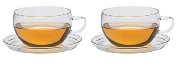 Trendglas Jena Borosilikat Tee Tassen mit Glasunterteller 2er-Set 0,4l Jumbo
